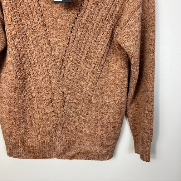Papa Cozy Brown Turtleneck Camel Green Pullover Oversized Sweater Women S - Picture 5 of 5